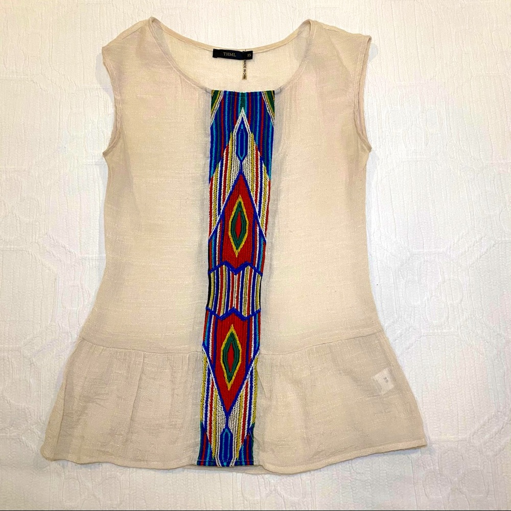 THML Embroidered Boho Tribal Top